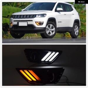 ジープ コンパス 2017-2021 LED デイタイム ランニングデイライトフロント バンパー エアベント フォグランプ 二色ウィンカー インジケーター 電球