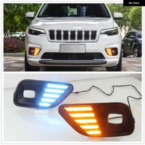 ジープ チェロキー 2019-2020 LED デイタイム ランニングライト DRL トリコロールフロント バンパー 吸気口カバー 信号日 フォグランプ 電球