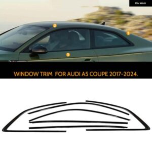アウディ A5 S5 RS5 2ドアクーペ 2017-2024 外装 窓カバー トリム ウェザーストリップクロームブラックドア装飾シールストリップ