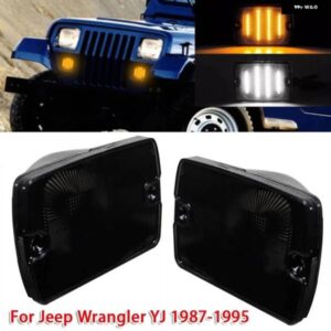 ジープ スモーク レンズ デュアルカラー LED フロントバンパー ライト ウィンカーランプ ラングラー YJ 1987-1995