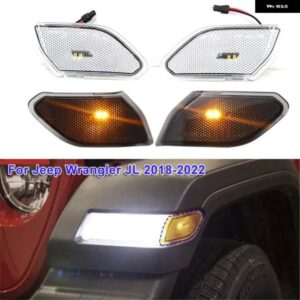 ジープ 1ペア フロントフェンダー LED サイド マーカーライト アンバー ウィンカー パーキング ランプ ラングラー JL 2018-2022