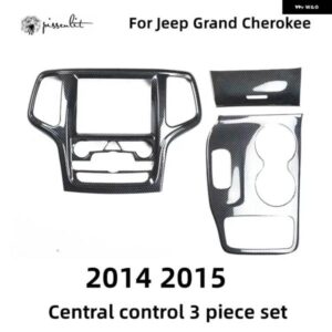 ジープ カーボングレインフロントセンター コンソール パネル カバー トリム グランド チェロキー 2014-18 アクセサリーギア パネル ABS