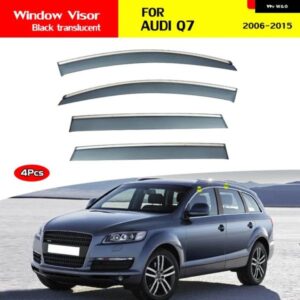 アウディ ウィンドウバイザー Q7 2006-2015 ウィンドウ ディフレクター クローム トリム レインウェア ウィンドウサンバイザー 日雨スモーク窓