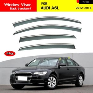 アウディ A6L 2012-18 フロントガラス 装飾 クローム トリム 高輝度ストリップドアバイザー ベント シェード ベンバイザー