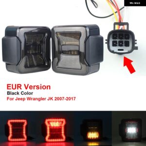 ジープ ライトアセンブリ LED テールランプ ラングラー JK 2007-2017 リアランプ ブレーキ リバースライトデイタイムランニングライト - EUR Version Black