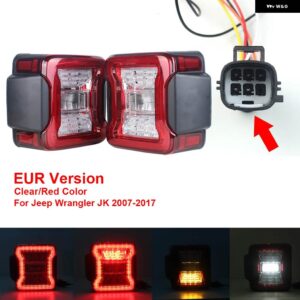 ジープ ライトアセンブリ LED テールランプ ラングラー JK 2007-2017 リアランプ ブレーキ リバースライトデイタイムランニングライト - EUR Version Clear