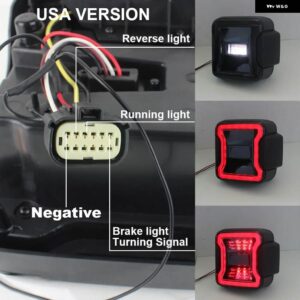 ジープ 2個 LED テールランプカーライトユーロバージョン ラングラー JL 2018 2019 リアランプ ブレーキ リバースライトデイタイムランニングライト - USA Version