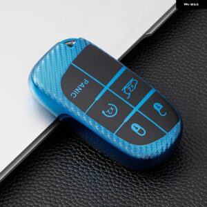 ジープ 3 5 ボタン キーケースカバー RENEGADE コンパスグランドチェロキー クライスラー 300C ラングラー ダッジ キーホルダー - blue5