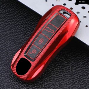 TPU 車リモートキーケースカバー ポルシェ マカン ボブスター パナメーラ カーマン カイエン 718 971 911 9YA 970 981 996 92A 2017 - red