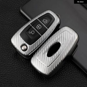 TPU カーボンスマートキーケースカバー シェル フォード クーガフォーカス MK3 MK4 モンデオフィエスタチタン ECOSPORT トランジット MK8 - Silver