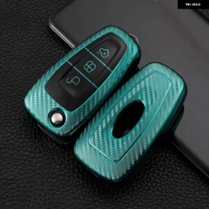 TPU カーボンスマートキーケースカバー シェル フォード クーガフォーカス MK3 MK4 モンデオフィエスタチタン ECOSPORT トランジット MK8 - Green