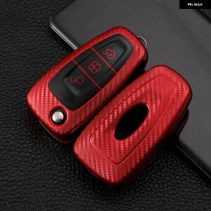 TPU カーボンスマートキーケースカバー シェル フォード クーガフォーカス MK3 MK4 モンデオフィエスタチタン ECOSPORT トランジット MK8 - red