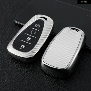 シボレー 4 ボタン TPU キーケースカバー FOB 2017-2019 マリブカマロクルーズトラバースソニックボルトボルトスプリング分 - silver