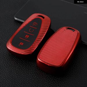 シボレー 4 ボタン TPU キーケースカバー FOB 2017-2019 マリブカマロクルーズトラバースソニックボルトボルトスプリング分 - red