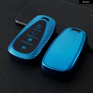 シボレー 4 ボタン TPU キーケースカバー FOB 2017-2019 マリブカマロクルーズトラバースソニックボルトボルトスプリング分 - blue