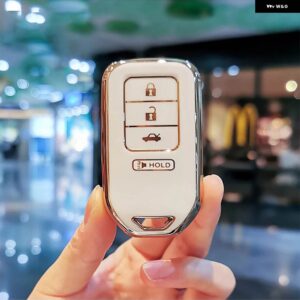 4 ボタン メッキ TPU 車リモートキー FOB カバー ケース ホンダ アコード EX EXL シビック CRV HRV パイロットリッジライン 2016 -2018 POCKETOR - white shell