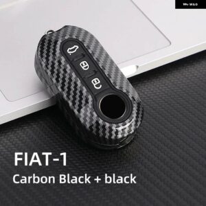 光沢カーボン ABS キーフォブケースカバー フィアット 500 パンダプントブラボーキーシェル - black shell