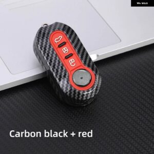 光沢カーボン ABS キーフォブケースカバー フィアット 500 パンダプントブラボーキーシェル - red shell