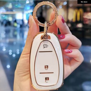 シボレー TPU リモートキーケースカバー オニックスエクイノオーランドクルーズスパークソニックカマロボルトボルト トラック スマリブブレザートラ - 3　btn　white　keyring