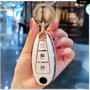 ソフト TPU 車リモートキー FOB シェルカバー ケース スズキ VITARA スウィフトイグニスキザシ SX4 バレーノ ERTIGA 2016-19 - A white keyring