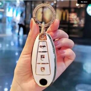 ソフト TPU 車リモートキー FOB シェルカバー ケース スズキ VITARA スウィフトイグニスキザシ SX4 バレーノ ERTIGA 2016-19 - B white keyring