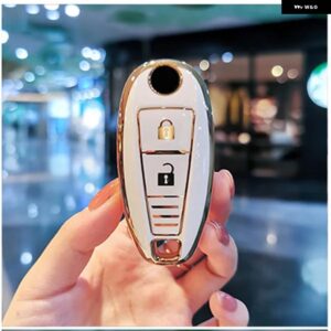 ソフト TPU 車リモートキー FOB シェルカバー ケース スズキ VITARA スウィフトイグニスキザシ SX4 バレーノ ERTIGA 2016-19 - A white shell