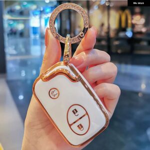 TPU キーケースカバー レクサス IS250 CT200 CT200H RX270 RX350 RX450 2 3 ボタン リモコンキーホルダー キーリングシェル - white keyring