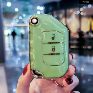 ジープ ファッション TPU リモートキーケースカバー シェル FOB プロテクター ラングラー JL JK JLU XD 2018-2022 ホルダー キーホルダー - green shell