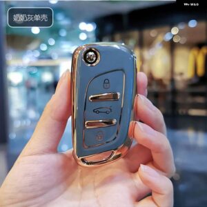 ソフト TPU 車折りたたみキーカバー ケースシェルキーホルダー プジョー シトロエン C1 C2 C3 C4 C5 DS3 DS4 DS5 DS6 プロテクターバッグ - grey shell