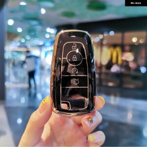 メッキ TPU キーケース フォード マスタング 2018 ECOSPORT リモート FOB シェルカバー キーバッグ キーホルダー オート - B black shell