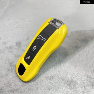 キーケース レーシング イエロー ポルシェ マカン カイエン パナメーラ タイカンケイマンボクスター 718/911 FOB リモートカバー シェルキー - new version
