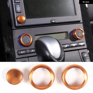 シボレー コルベット C6 2005-2013 合金中央制御空調 CD ボリュームノブ カバー 装飾 - Orange