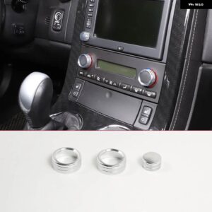 シボレー コルベット C6 2005-2013 合金中央制御空調 CD ボリュームノブ カバー 装飾 - Silver