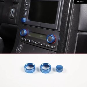 シボレー コルベット C6 2005-2013 合金中央制御空調 CD ボリュームノブ カバー 装飾 - blue