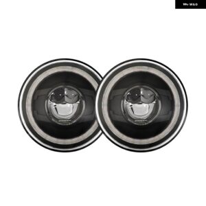 ジープ 7インチ LED ヘッドライト 申請済み 4X4 DOT 承認 6000K ランニングライト LADA NIVA アーバンオフロードアングルアイ用 ラングラー JK - 2pcs black