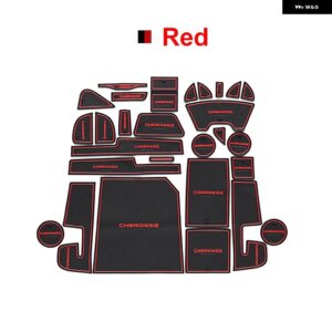 ジープ チェロキー KL 2014-21 カーゲート スロットパッド カップ クッション ステッカー ノンスリップマット - Red
