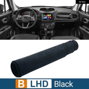 ジープ レネゲード BU 2015-2017-23 ダッシュボード カバー マットライト回避パッド 抗 UV ノンスリップ - B Black