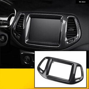 ジープ コンパス 2TH 2017-20 カーボンカーナビゲーション地図 GPS ディスプレイトリムフレームスクリーンカバー 飾る - carbon fiber