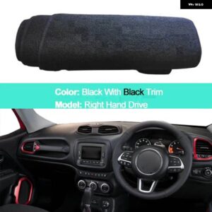 ジープ レネゲード 2014-2019 2020 LHD RHD ラグ 2 層ダッシュボード カバー ケープシェード パッド サンシェード パッド - RHD-Black
