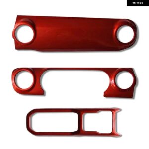 ジープ ラングラー JL 2018 2019 レッドセンターコンソール ダッシュボード カバー トリムインパネトリムキット - 1set red