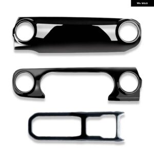 ジープ ラングラー JL 2018 2019 レッドセンターコンソール ダッシュボード カバー トリムインパネトリムキット - 1SET BLACK