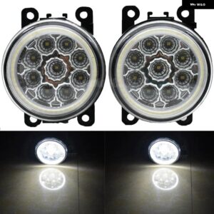 ジープ 4 スタイル フォグランプ レネゲード 2015-18 フロントバンパー LED フォグ ドライビングランプ H11 エンジェルアイ DRL 付き - 9beads-angel　eye