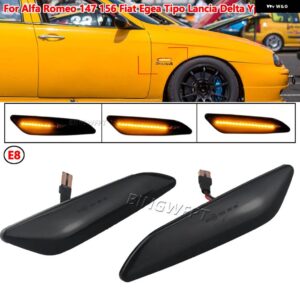 アルファロメオ 2個 LED ダイナミック サイドマーカー ライト矢印ウィンカーウインカーランプ 156 147 フィアット TIPO ランチア デルタ 3 イプシロン - Dynamic Smoked