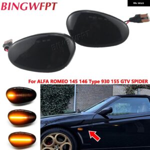 アルファロメオ 車 LED ダイナミック ウィンカーライト 145 146 タイプ 930 155 GTV スパイダー シーケンシャル ミラー インジケーター - Dynamic Smoked