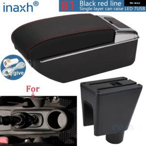 シボレー スパーク 3 アームレスト ボックス スパーク III アベオ T200 コンソール 収納ボックス 装飾 内装部品 - B1 Black red 7USB