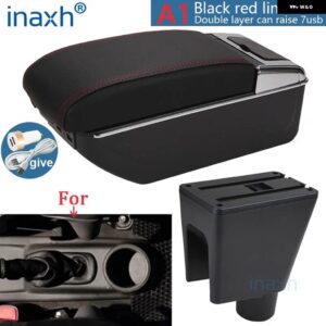 シボレー スパーク 3 アームレスト ボックス スパーク III アベオ T200 コンソール 収納ボックス 装飾 内装部品 - A1 Black red 7USB