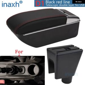 シボレー スパーク 3 アームレスト ボックス スパーク III アベオ T200 コンソール 収納ボックス 装飾 内装部品 - D1 Black red No USB