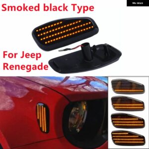 ジープ 2個 LED ダイナミック ウィンカーライト サイドミラー ウインカー シーケンシャル フラッシャーリピーター レネゲード BU 2015-2022 - smoked　type