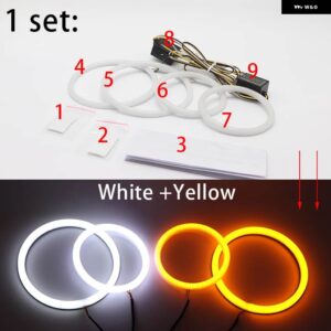 シボレー AVEO ソニック T300 2011-2015 ホワイトイエローデュアルとホワイトカラーコットン LED エンジェルアイキット リング - White and yellow