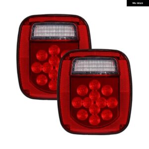 ジープ 39 LED 赤 + 白ダブルカラー テールライト ブレーキリバース ウィンカーライト ラングラー TJ CJ 76-06 - red　shell